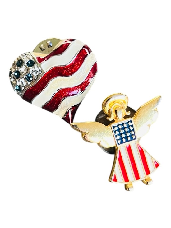 Unbranded Jewelry - Vintage Americana Tack Pin Duo – Heart & Angel – Red, White & Blue